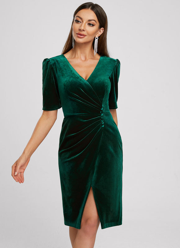 Robe Chic Velours Émeraude Chic - gallery 3
