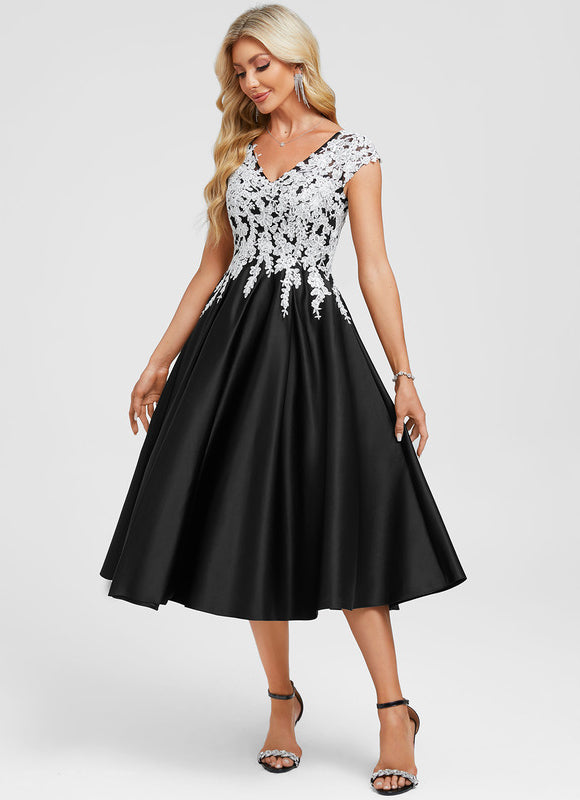 Robe Chic Satinée À Dentelle - gallery 4