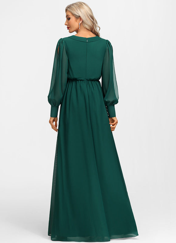 Robe Chic Longue Verte Fluide - gallery 2