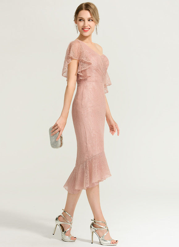 Robe Chic Rose Pâle Dentelle Décolleté - gallery 3