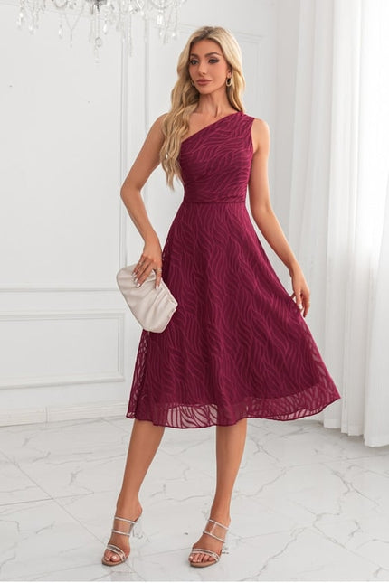 Robe Chic Midi Bordeaux Texturée - gallery 6
