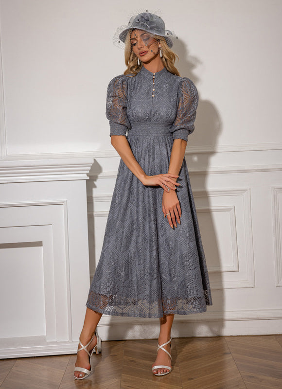 Robe Chic Dentelle Grise - gallery 3
