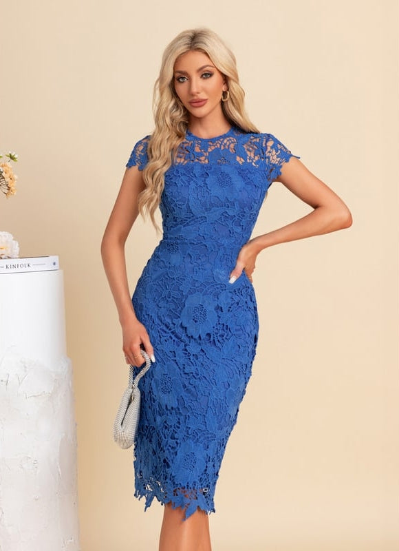 Robe Chic Dentelle Azur