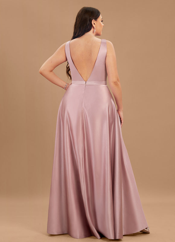 Robe Chic Satinée Rose Pâle - gallery 9