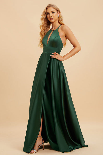 Robe Chic Vert Émeraude Satin - gallery 3