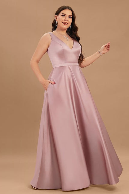 Robe Chic Satinée Rose Pâle - gallery 4