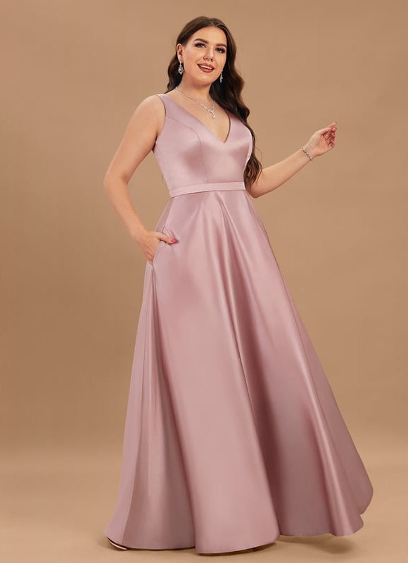 Robe Chic Satinée Rose Pâle - gallery 4