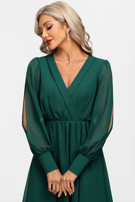 Robe Chic Longue Verte Fluide - gallery 5