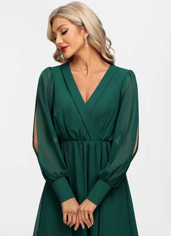 Robe Chic Longue Verte Fluide - gallery 5