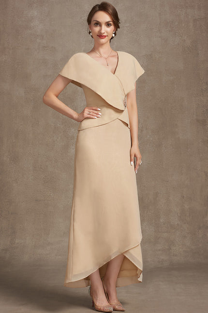 Robe Chic Élégance Sable Asymétrique - gallery 2
