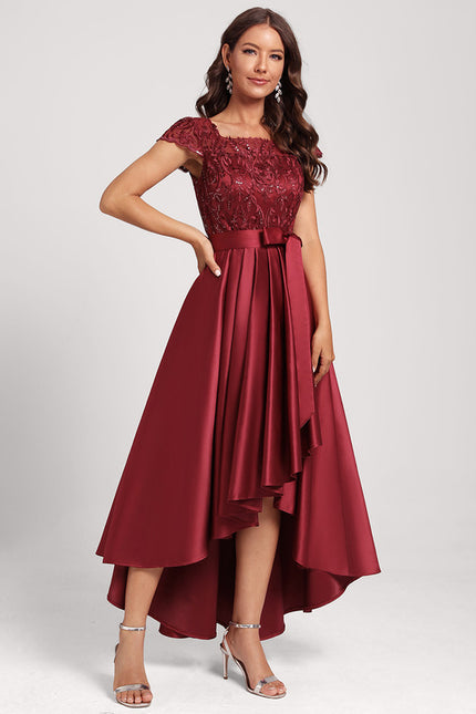 Robe Chic Satin Rubis Asymétrique - gallery 3