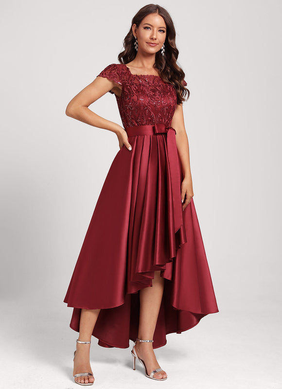 Robe Chic Satin Rubis Asymétrique - gallery 3