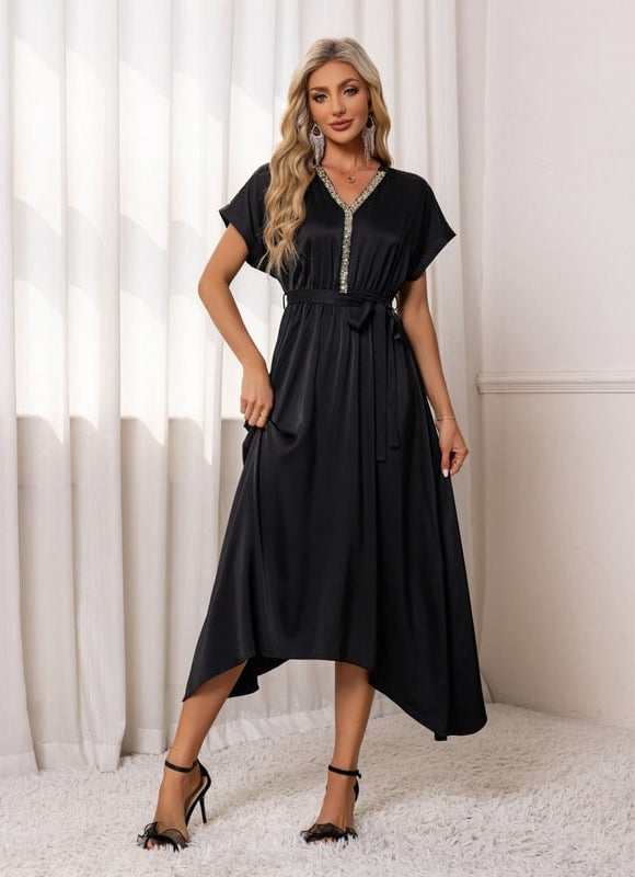 Robe Chic Asymétrique Scintillante - gallery 5