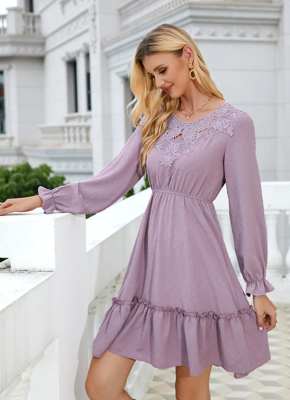 Robe Chic Dentelle Trapèze - gallery 1