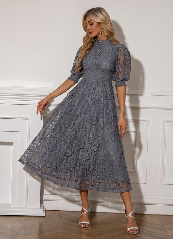 Robe Chic Dentelle Grise - gallery 1