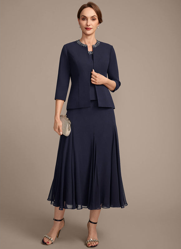 Robe Chic Ensemble Élégant Marine