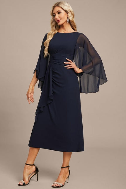 Robe Chic Satin Marine Élégant - gallery 5