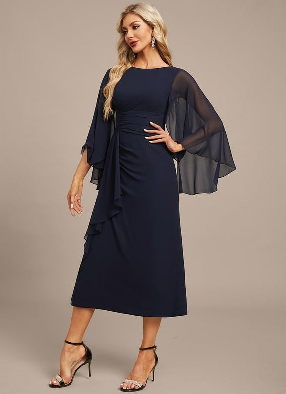 Robe Chic Satin Marine Élégant - gallery 5