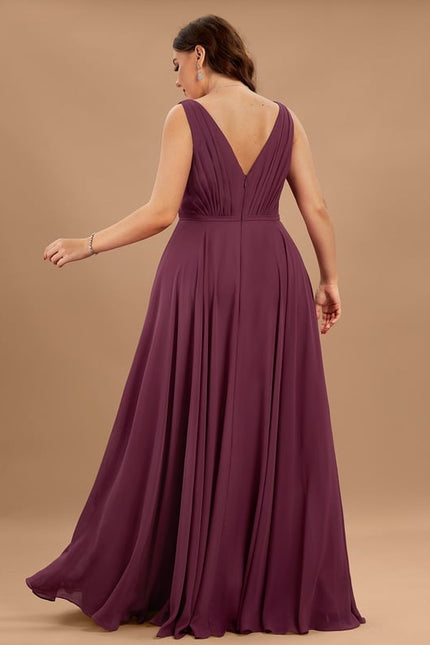 Robe Chic Longue Bordeaux Plissée - gallery 7