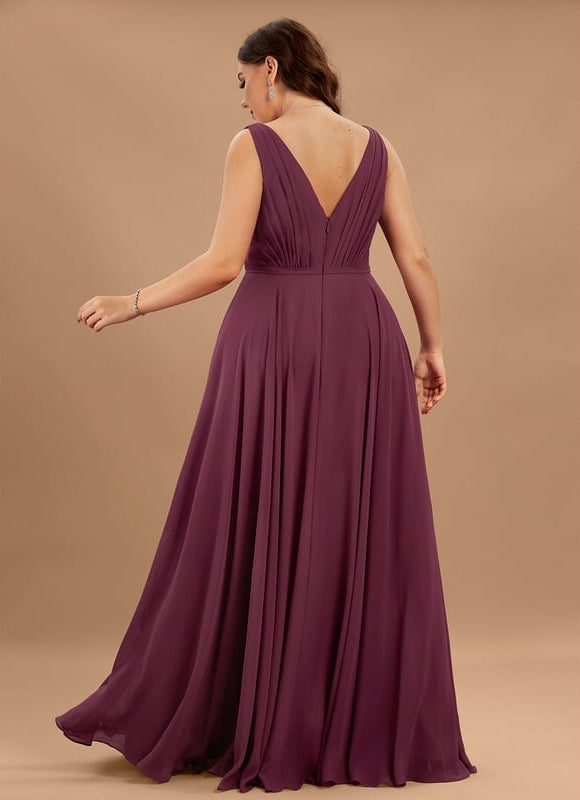 Robe Chic Longue Bordeaux Plissée - gallery 7