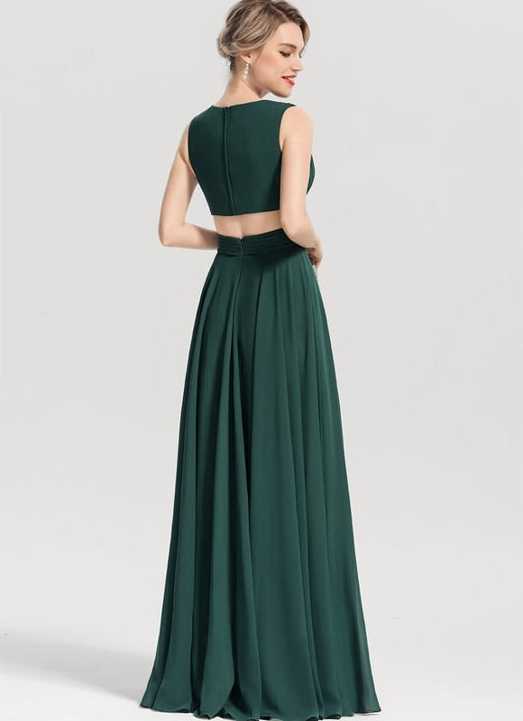 Robe Chic Longue Verte Fluide - gallery 3