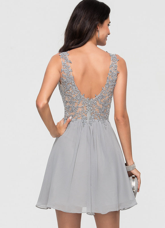 Robe Chic Gris Poudré Élégant - gallery 4