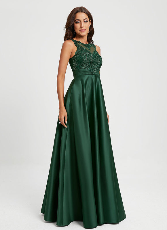 Robe Chic Satin Vert Émeraude - gallery 2