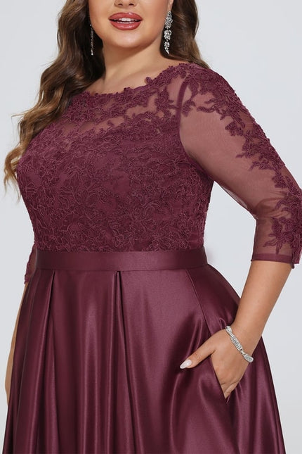 Robe Chic Satin Bordeaux Élégant - gallery 8