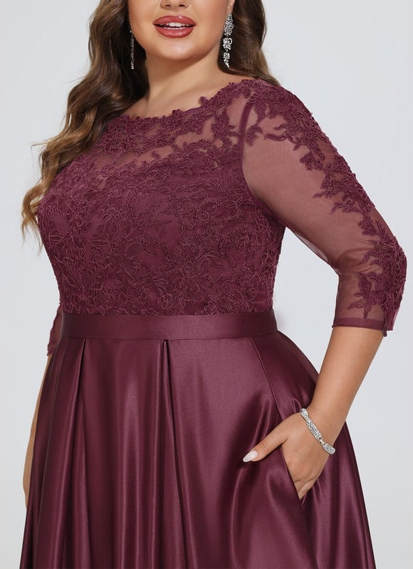 Robe Chic Satin Bordeaux Élégant - gallery 8