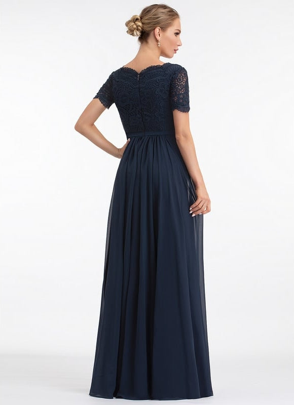 Robe Chic Longue Marine Élégante - gallery 1
