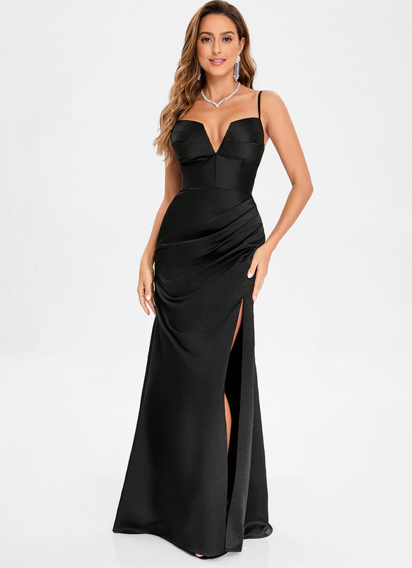 Robe Chic Satin Éclipse Sombre - gallery 3