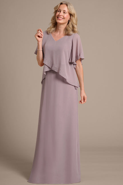 Robe Chic Longue Mauve Élégante - gallery 4