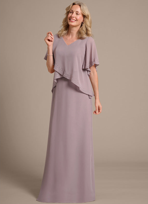 Robe Chic Longue Mauve Élégante - gallery 4