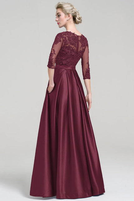 Robe Chic Satin Bordeaux Élégant - gallery 2