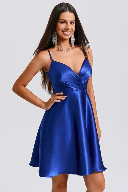 Robe Chic Satin Bleu Vif - gallery 6