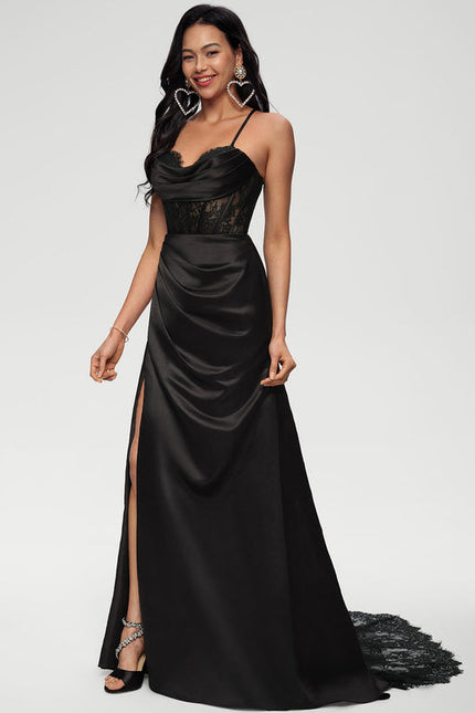 Robe Chic Noir Satiné Chic - gallery 2