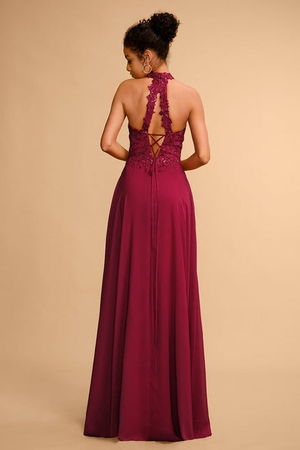 Robe Chic Bordeaux Dentelle Élégante - gallery 2