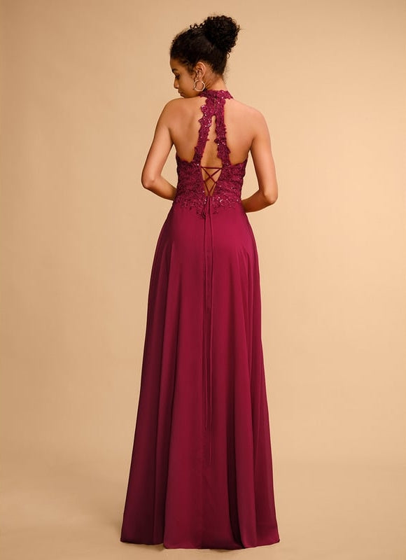 Robe Chic Bordeaux Dentelle Élégante - gallery 2