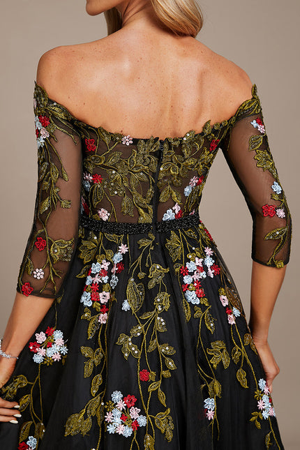 Robe Chic Lueur Florale Sombre - gallery 1