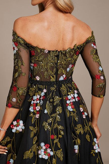 Robe Chic Lueur Florale Sombre - gallery 1