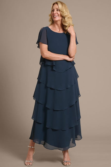 Robe Chic Drapée Marine - gallery 2