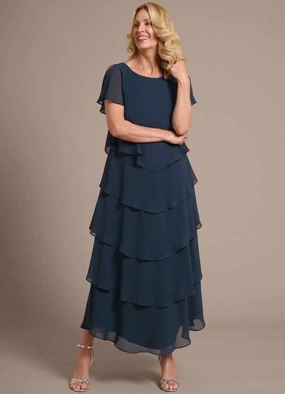 Robe Chic Drapée Marine - gallery 2