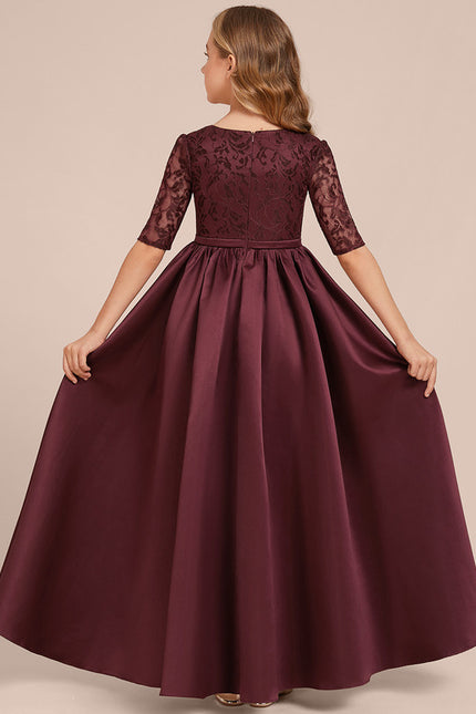 Robe Chic Longue Dentelle Bordeaux - gallery 6