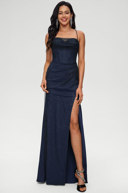 Robe Chic Bleu Nuit Scintillante