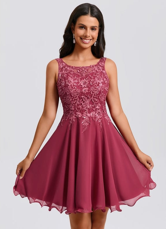 Robe Chic Trapèze Bordeaux - gallery 1