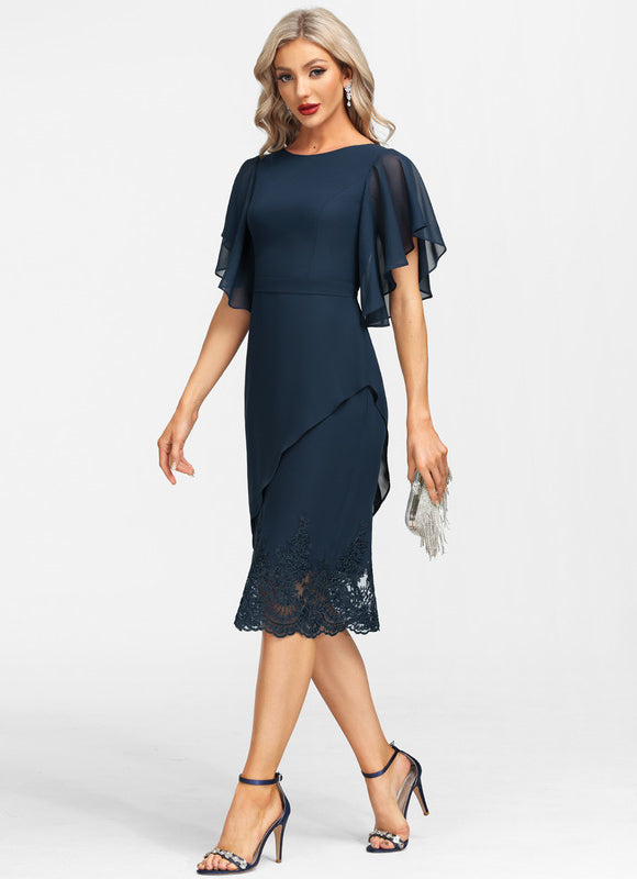 Robe Chic Bleu Marine Avec Dentelle - gallery 3