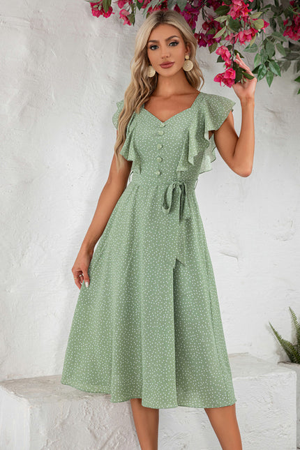 Robe Chic Verte À Pois - gallery 2