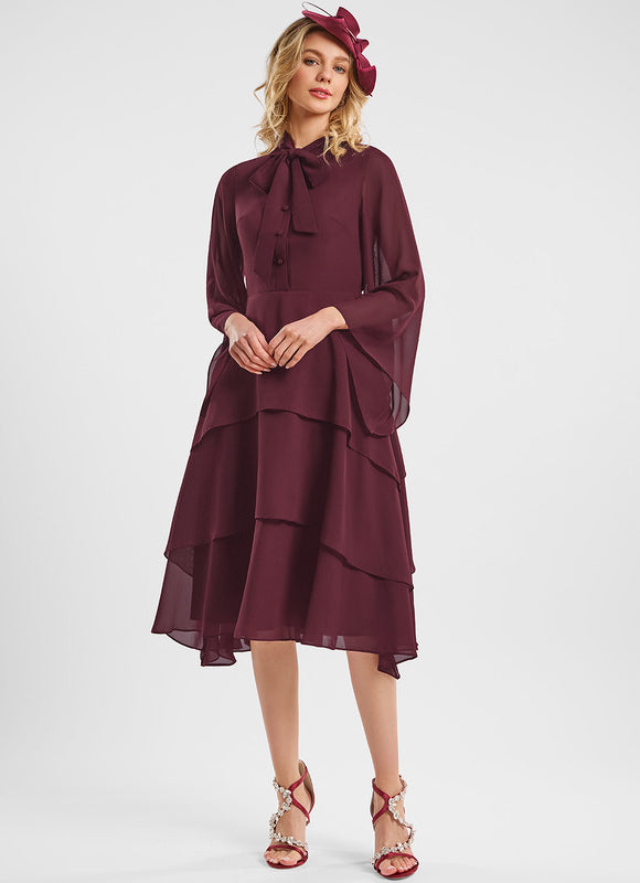 Robe Chic Cascade Bordeaux
