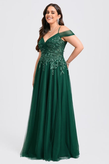 Robe Chic Vert Émeraude Tulle Paillettes - gallery 6