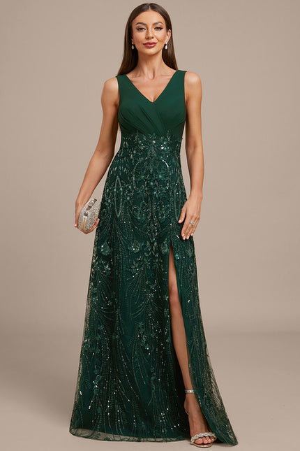 Robe Chic Longue Émeraude Festive